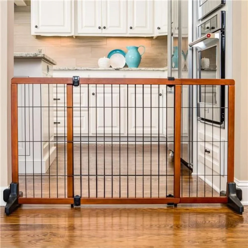 Extra Tall 70-Inch Wide Adjustable Freestanding Pet Gate, Premium Wood (2870 DS)
